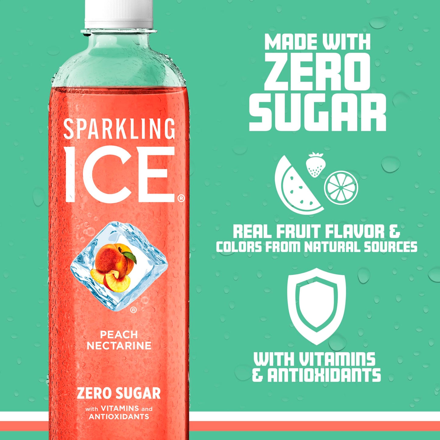 Sparkling Ice Peach Nectarine Sparkling Water, Zero Sugar, 17 Fl Oz Bottles, Pack of 12
