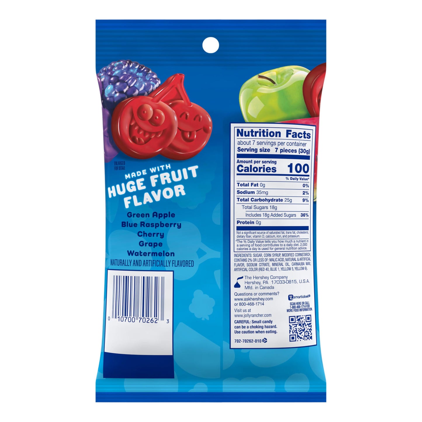 Jolly Rancher Gummies Assorted Fruit Candy, 7 oz, Plastic, Cranberry