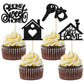 Ephlyn 24Pcs Cupcake Toppers Silver Glitter Key Lock Housewarming Cake Decorations 2.6x4.3 inches Paper