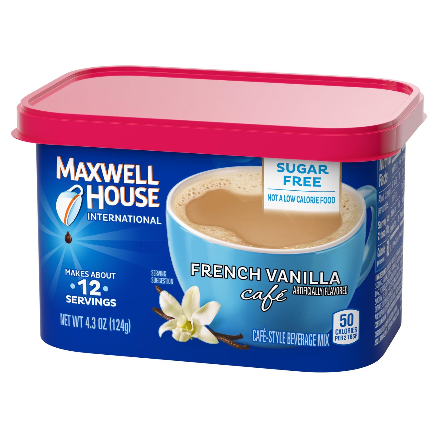 Maxwell House International Sugar-Free French Vanilla Café-Style Instant Coffee Beverage Mix, 4.3 Oz. Canister