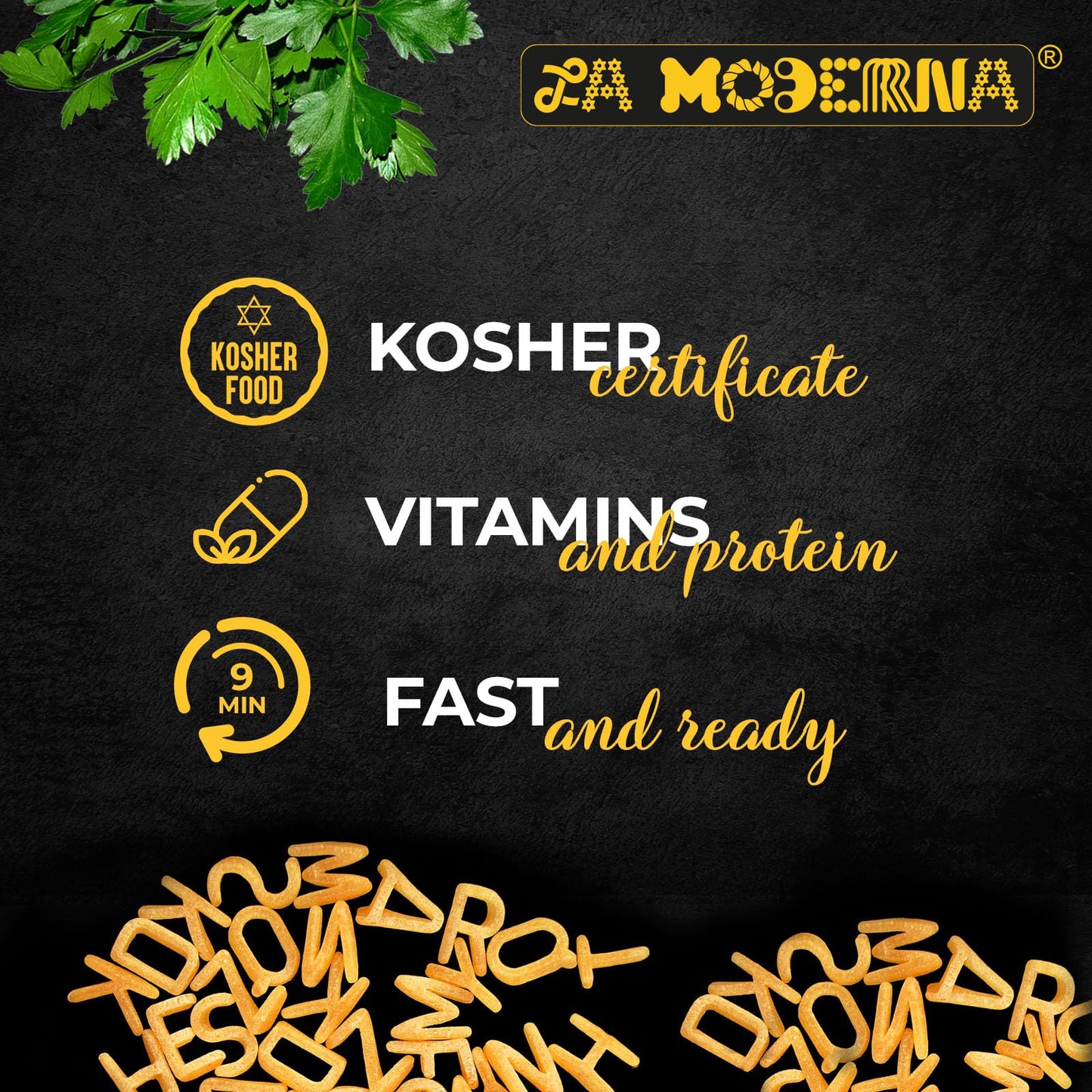 La Moderna Alphabet Pasta, Noodles, Durum Wheat, Protein, Fiber, Vitamins, 7 Oz, Pack of 20