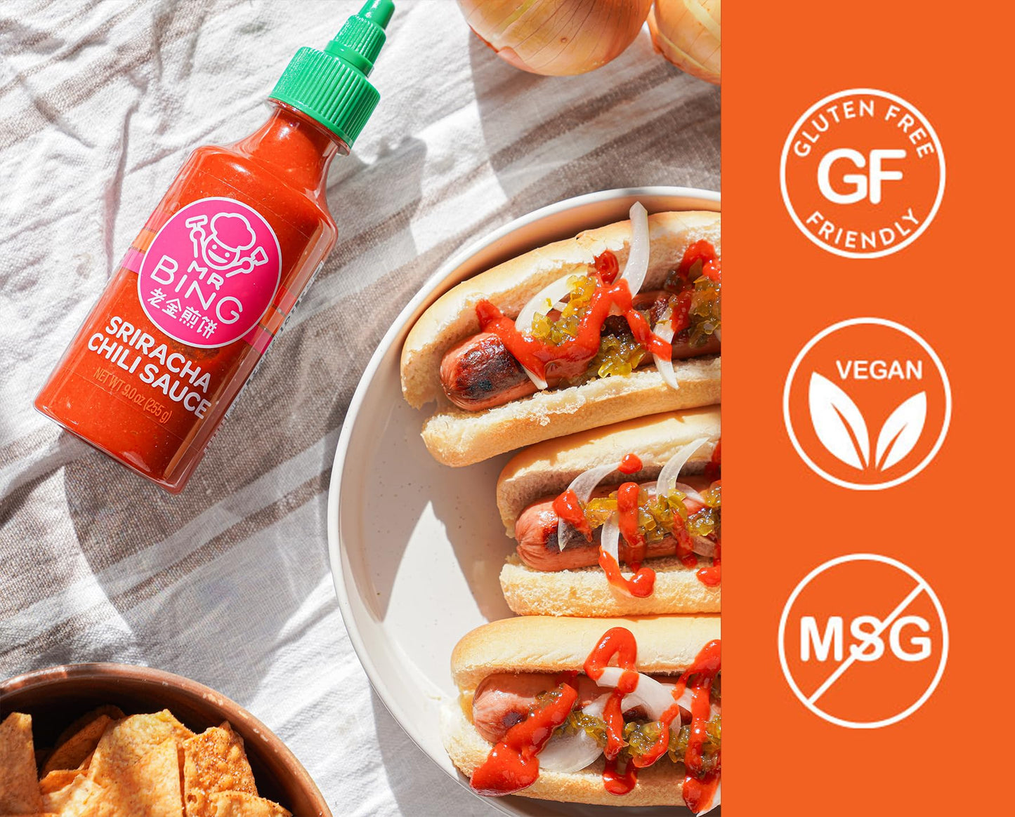Mr. Bing Sriracha Chili Sauce 18Oz | Made With Thai Chilis From Family Owned Farms | Spicy Bold Flavor Perfect For Sauces, Dips,