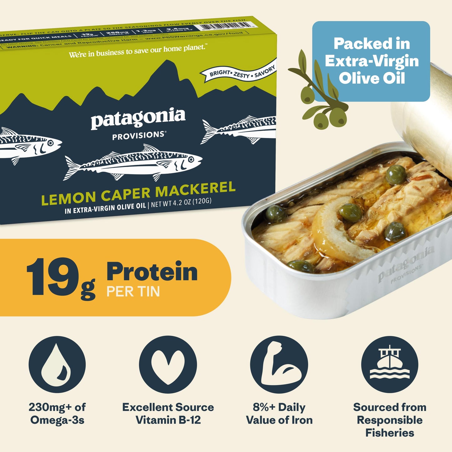 PATAgONIA PROVISIONS Lemon caper Mackerel 4.2 OZ