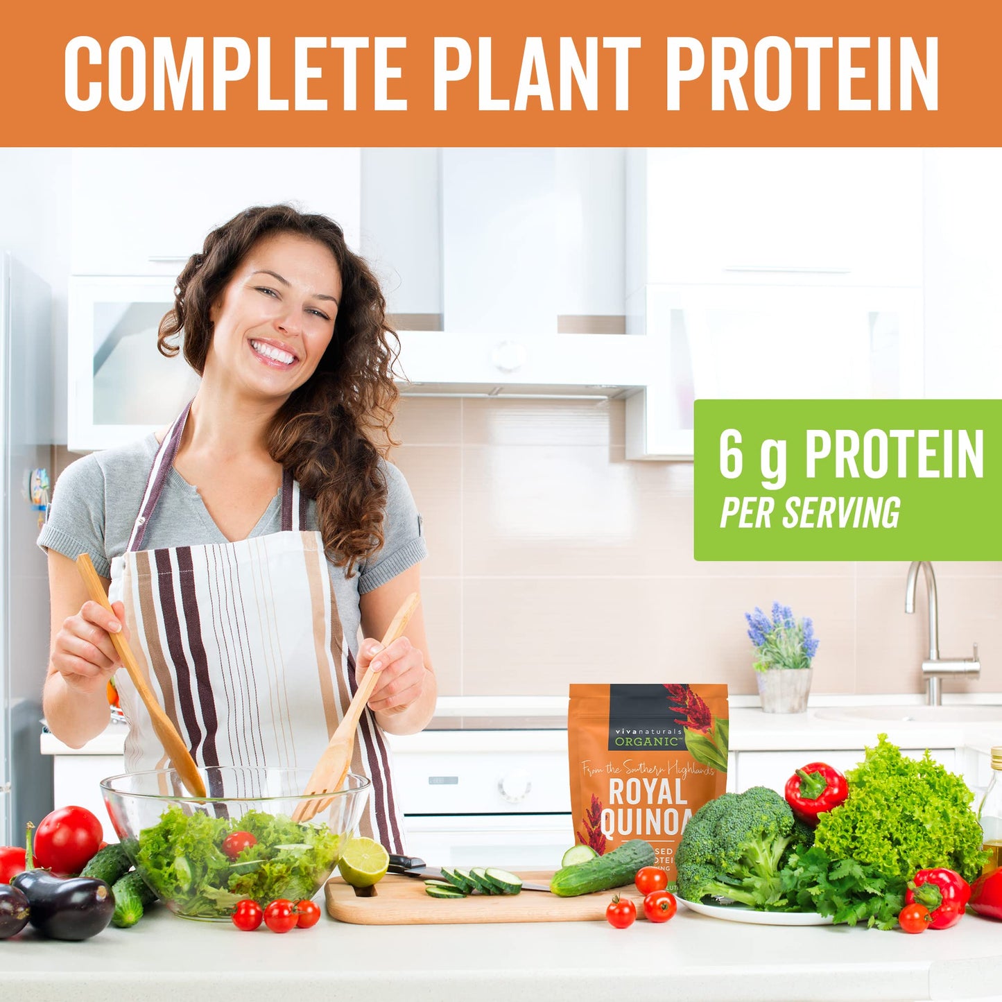 Viva Naturals Organic Quinoa, 4 Lb - Plant Based Protein, Fiber And Iron - Pre-Washed Whole Grain Rice And Pasta Substitute For