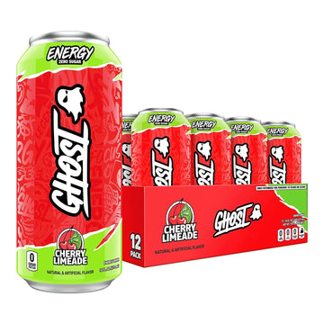 GHOST Energy Drink - Cherry Limeade - 12-Pack, 16oz - Gluten-Free, Vegan, 200mg Natural Caffeine