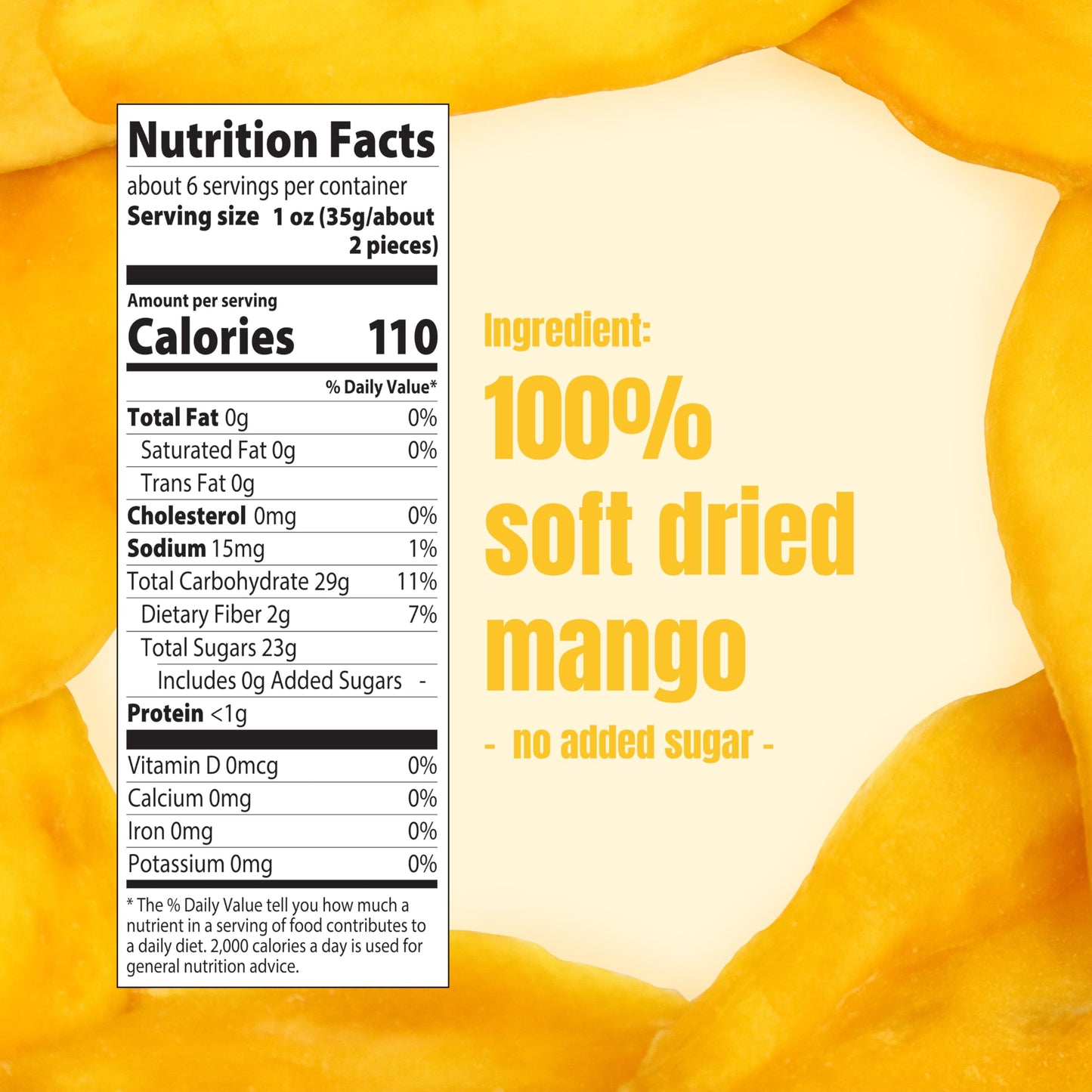 Yuth Farm Plant-Based Soft & Chewy Dried Fruit - Deliciously Healthy Snack 300G(10.6 Oz) (Mango)