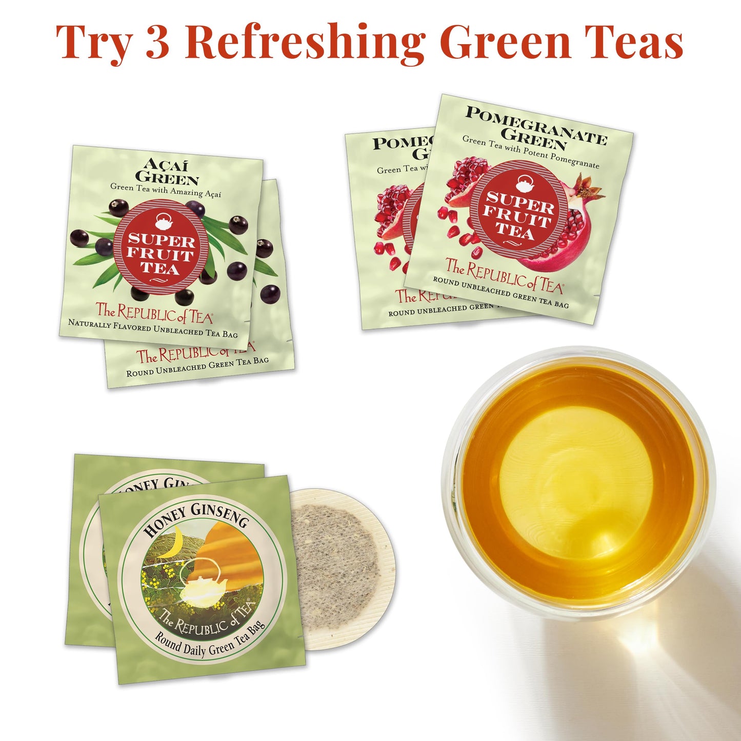The Republic of Tea Premium Assortment of Teas & Herbs, 40 Individually Wrapped Tea Bags, 50 Count