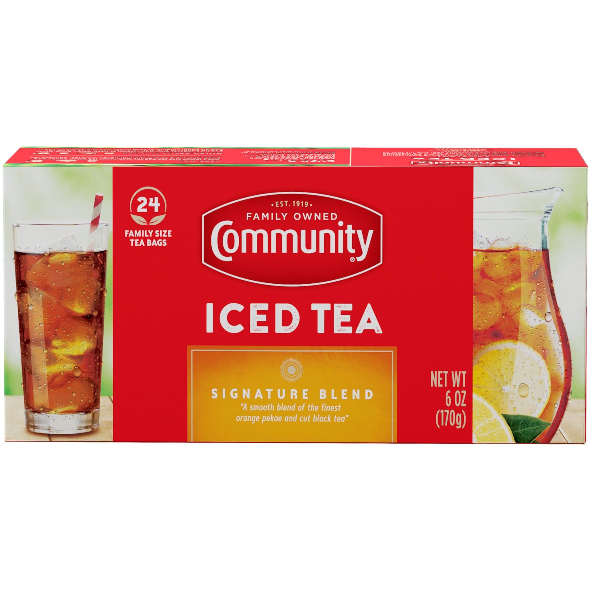 Community Coffee Signature Iced Tea, 288 Family Size Tea Bags, 24 Count Box (Pack Of 12)