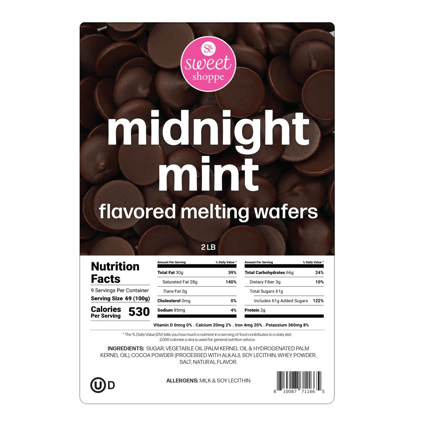 Sweet Shoppe Midnight Mint Flavored Melting Wafers, 2 Pounds