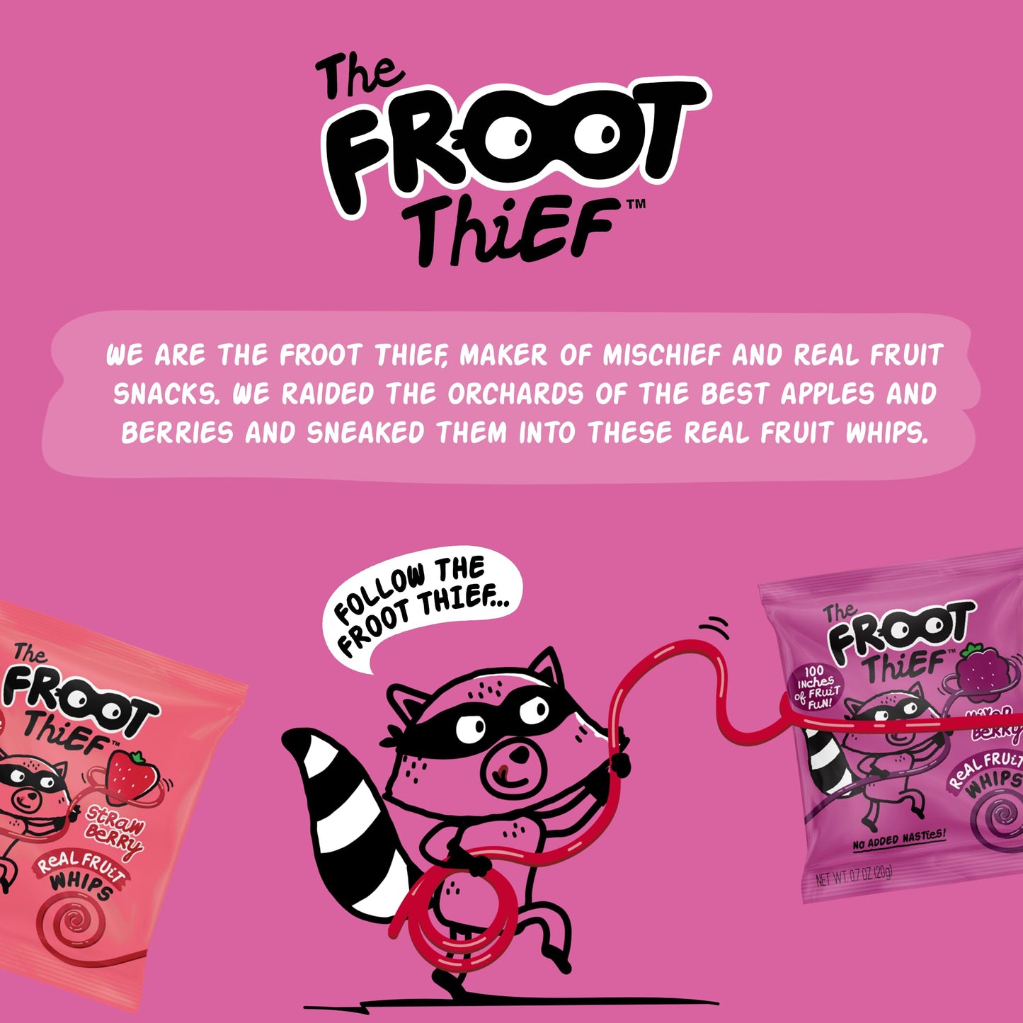 The Froot Thief Real Fruit Snack Whips, Strawberry, Nut Free, Perfect For School Lunches And Snacks, Individual Bags Kids Snacks, 5 Pack