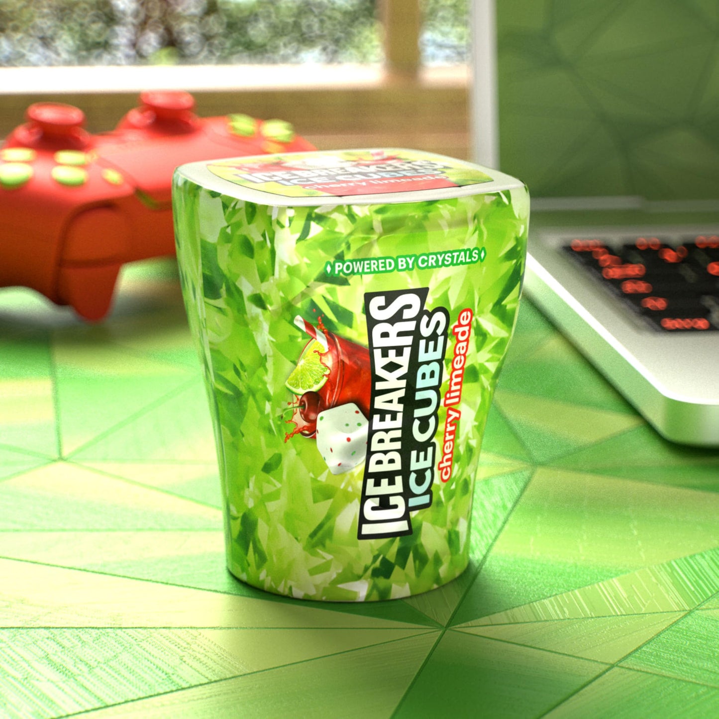 ICE BREAKERS Ice Cubes Cherry Limeade Sugar Free Chewing Gum Bottle, 3.24 oz (40 Pieces)