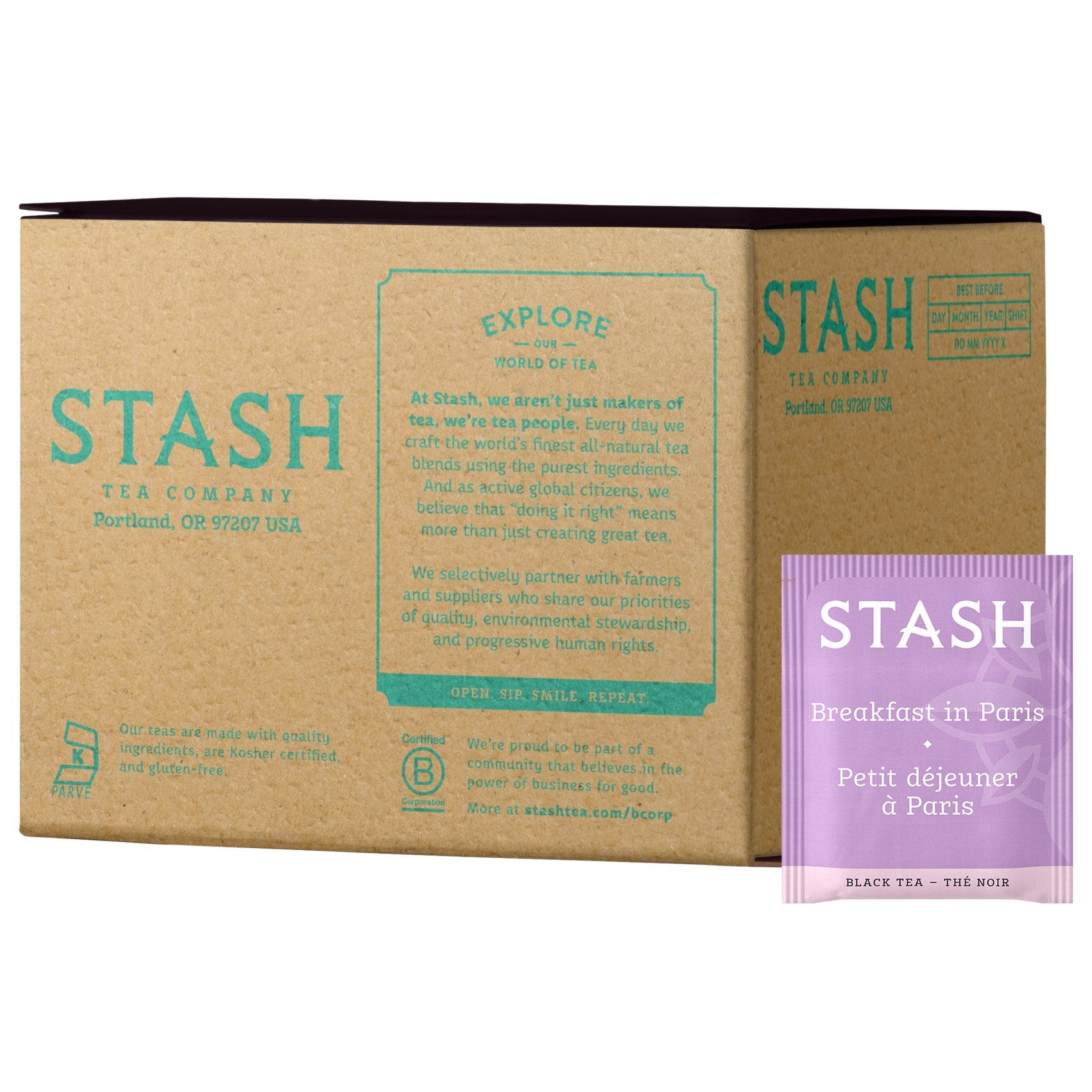 Stash Tea Breakfast in Paris Black Tea, 100 Count Tea Bags, Model 79013