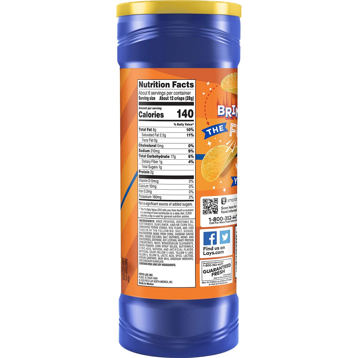 Lay'S Stax Potato Crisps, Cheddar, 60.5 Ounce (Pack Of 11)