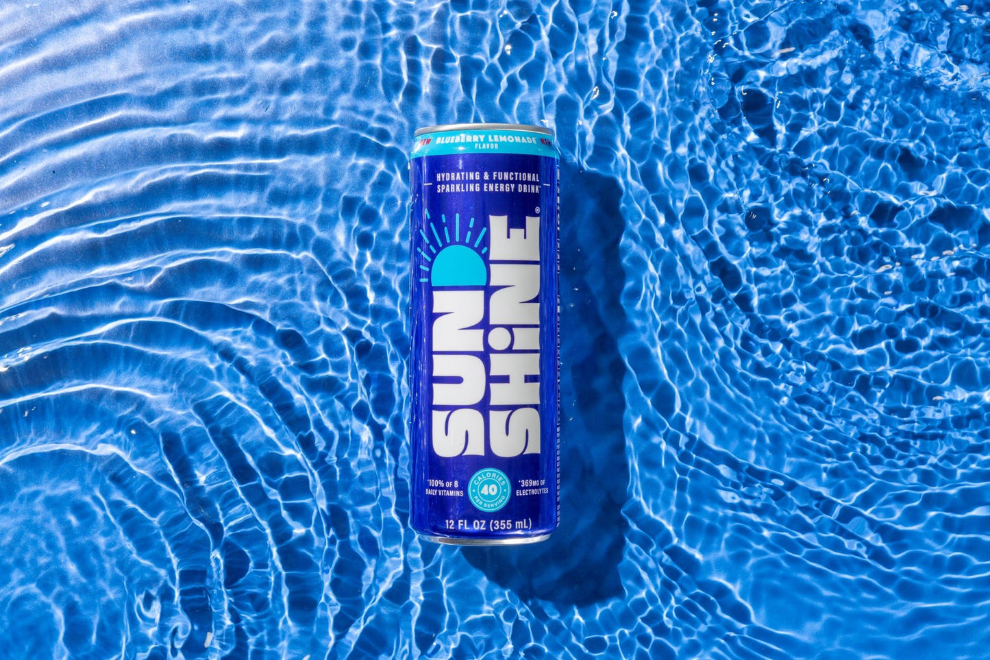 Legendary Sunshine Sparkling Energy Drink, Blueberry Lemonade, Caffeine Water, 12 Fl Oz, Pack of 12