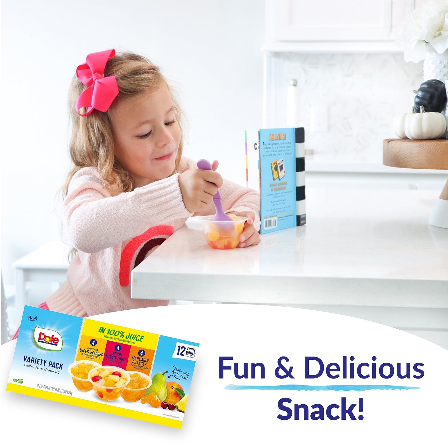 Dole Fruit Bowls In 100% Juice Variety Pack Snacks, Peaches, Cherry Mixed Fruit, Mandarin Oranges, 4Oz 12 Total Cups, Gluten & D