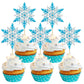 Gyufise 24 Pack Snowflake Cupcake Toppers Double Layers Silver And Blue Winter Frozen Theme Cupcake Picks Baby Shower Kids Birth