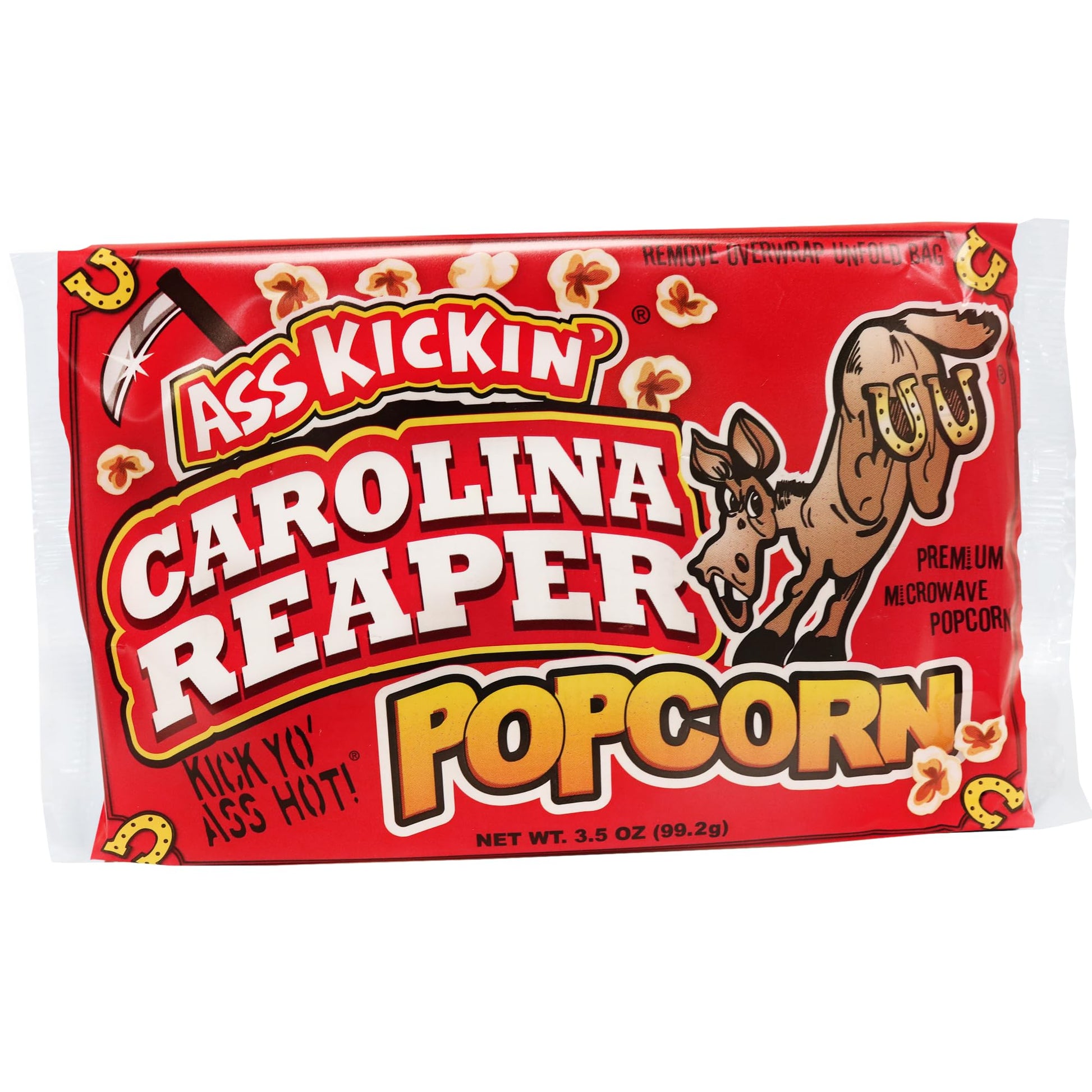 ASS KICKIN Carolina Reaper Pepper Microwave Popcorn - 6 Pack - Spicy Gourmet Snack - 1 Ounce Each