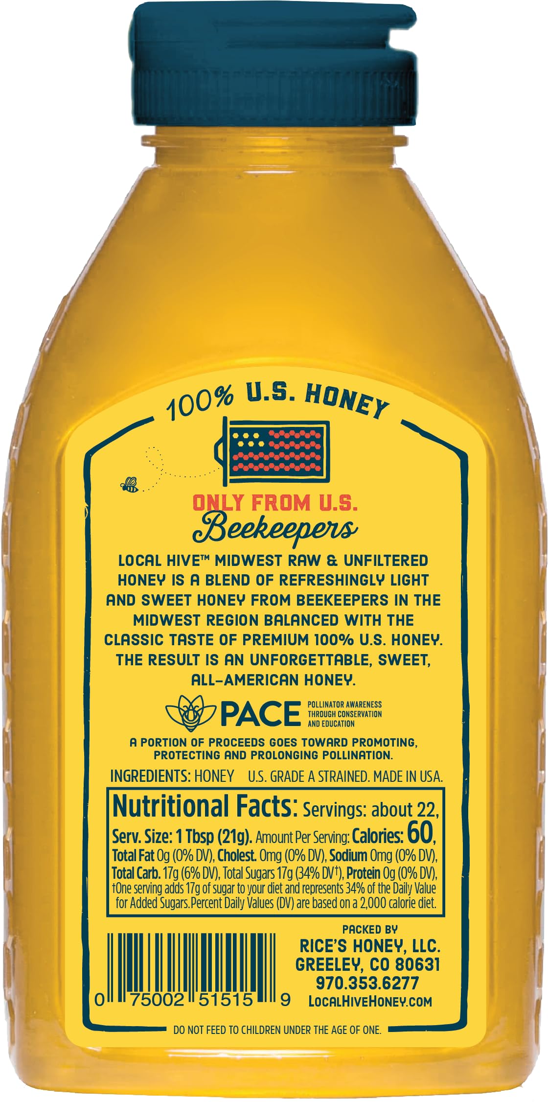 Local Hive Midwest Raw Unfiltered Honey 16Oz. 100% Us Honey Sourced From American Bees And Beekeepers.