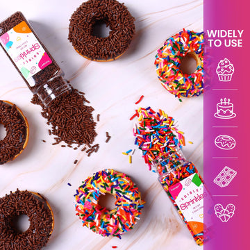 Rainbow Sprinkles & Chocolate Sprinkles, Sprinkles For Cake Decorating, 3.52Oz/Bottle, Edible Sprinkles For Cupcake Toppers Ice