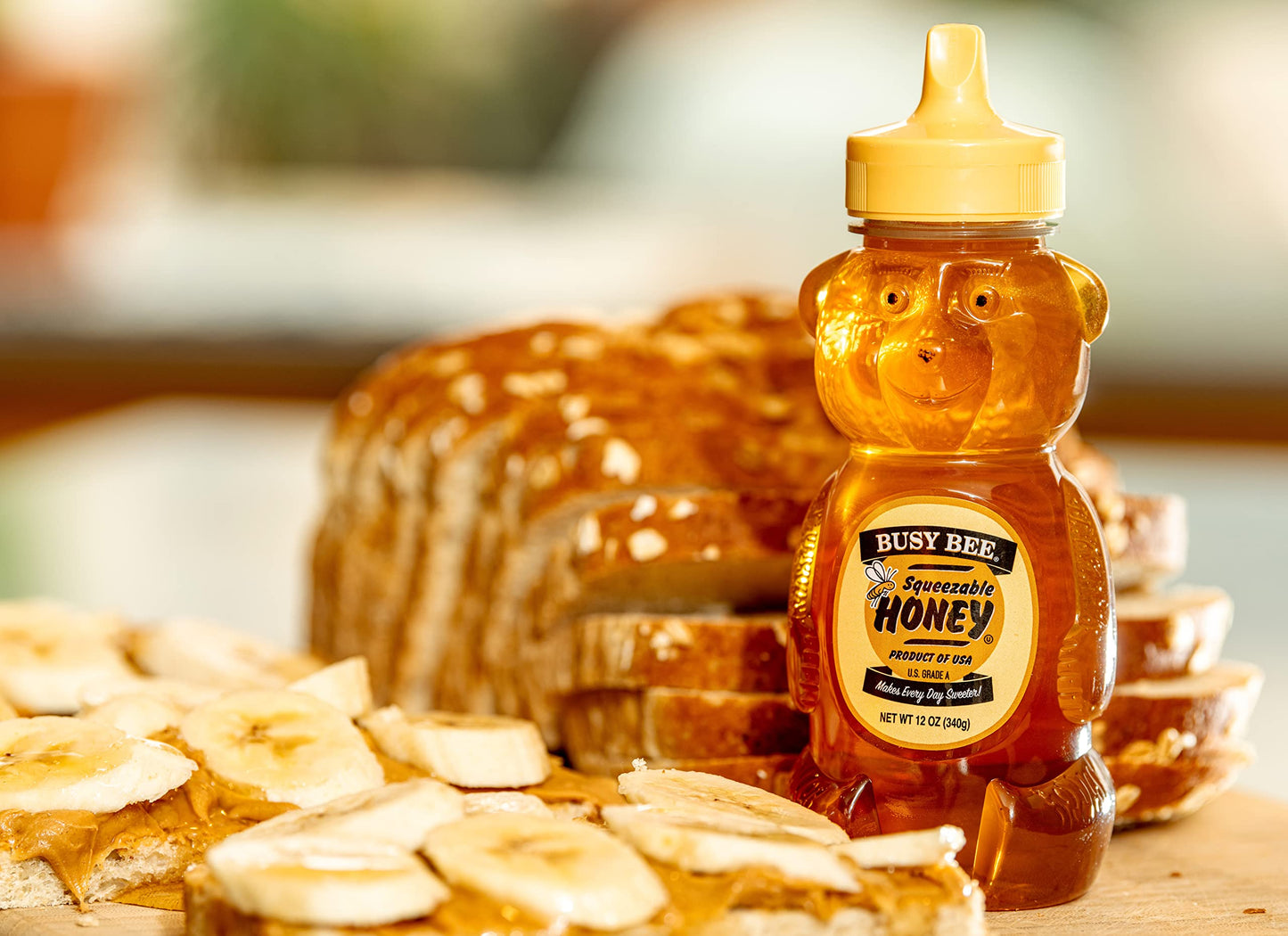 BUSY BEE Honey, Grade A Filtered, 12 Ounce (Pack of 3 Honey Bears)
