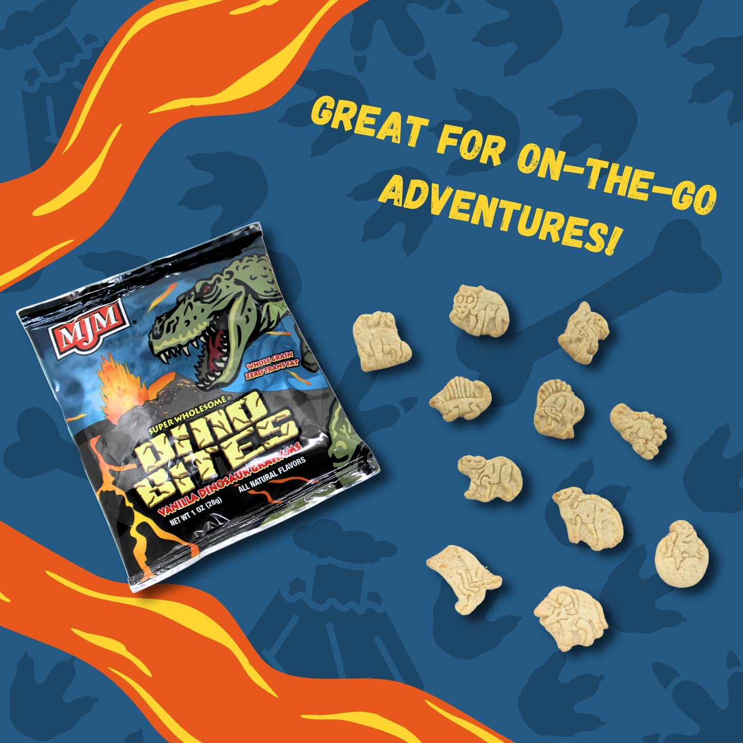 MJM Dino Bites Vanilla Grahams - Wholesome Snack for Active Lifestyles - 1 Ounce (Pack of 25)