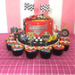 Gyufise 24 Pack Race Car Cupcake Toppers For Boy Birthday Racing Car Theme Trophy Flag Wheel Fruit Picks Party Decoration Let'S