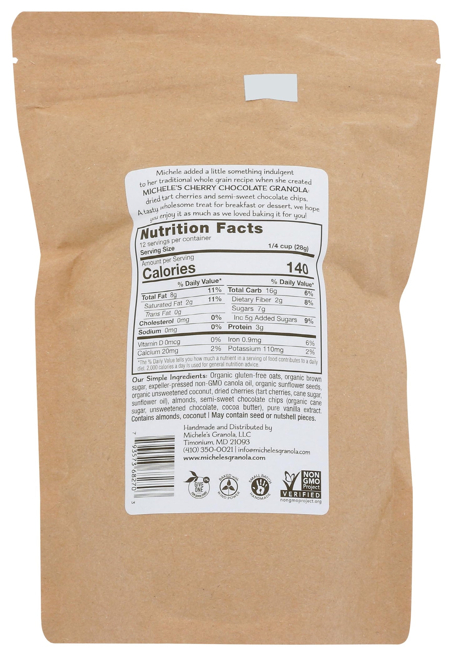 MicheleS Granola, Chocolate Cherry Granola, 12 Oz