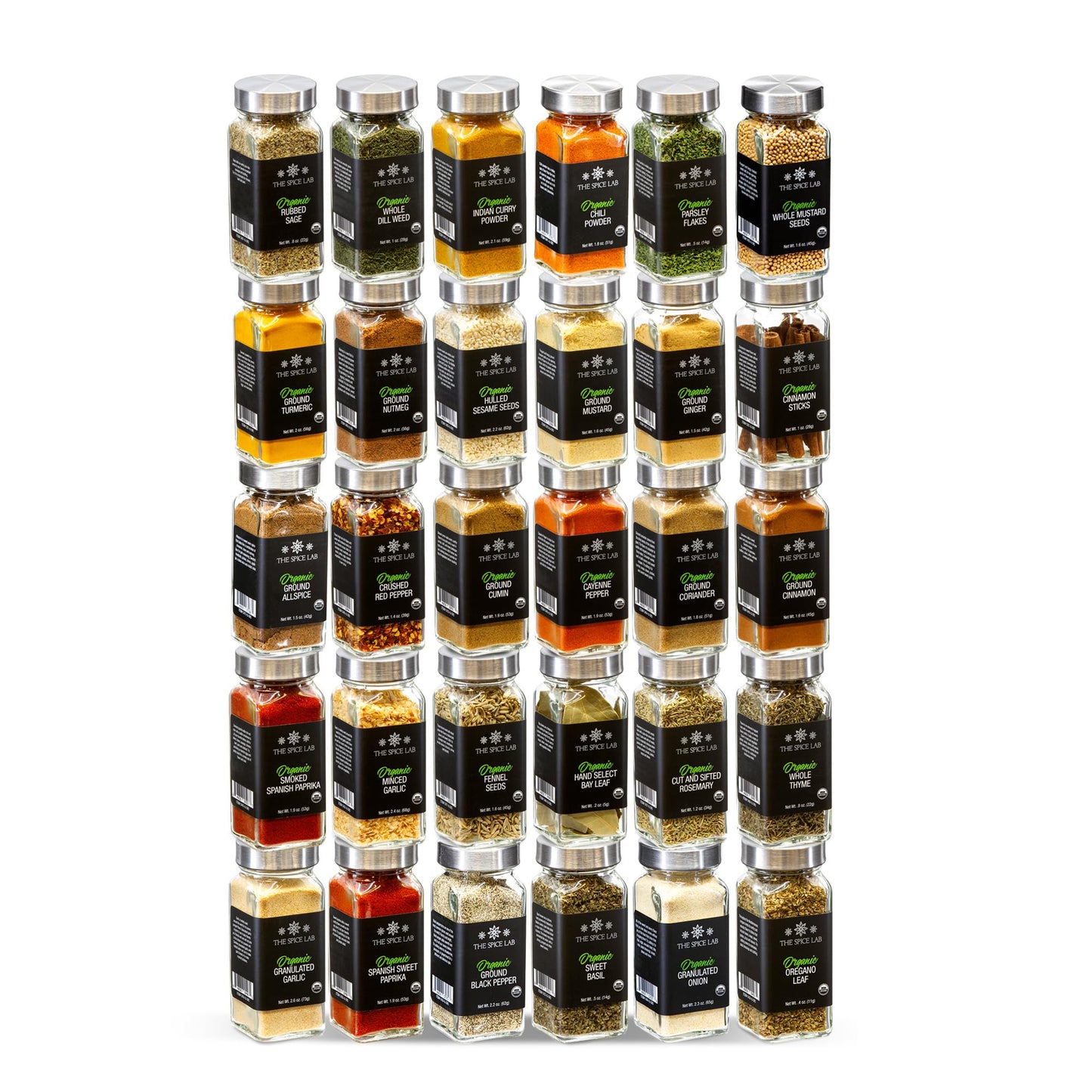 The Spice Lab Complete Organic Spices And Seasonings Set - 18 Jar Spice Kit Variety Pack - Complete Starter Set Great Bbq, Grilling And Gift Sets - Ultimate Culinary Cooking Spices Set
