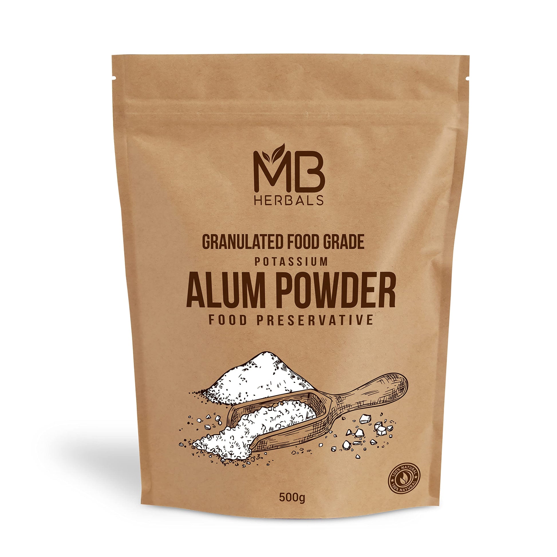 Mb Herbals Granulated Alum Powder 500 Gram (17.63 Oz) | Granulated Coarse Potassium Alum Powder | Leaving Agent | Coarse Granula