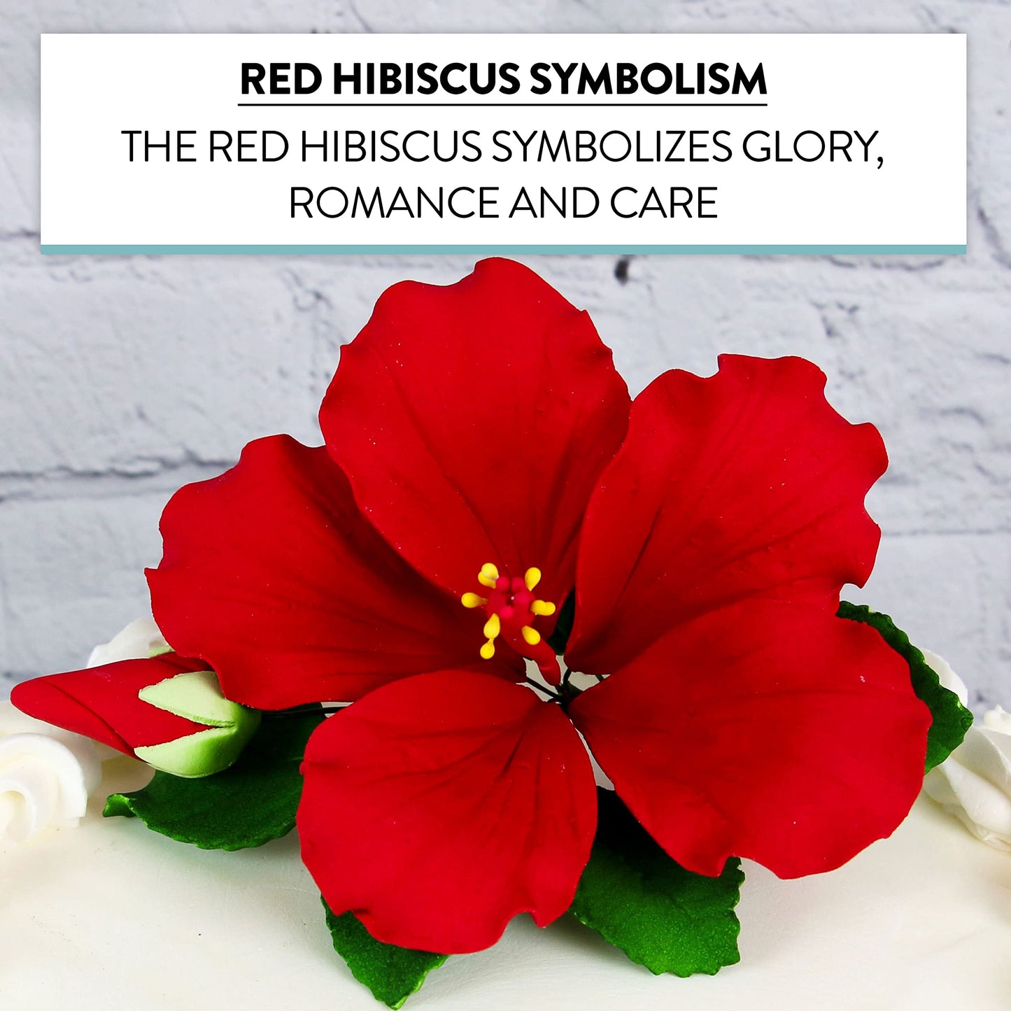Global Sugar Art Hibiscus Sugar Cake Flowers Spray, Red Hawaiian Cake Flower Large, 1 Count By Chef Alan Tetreault