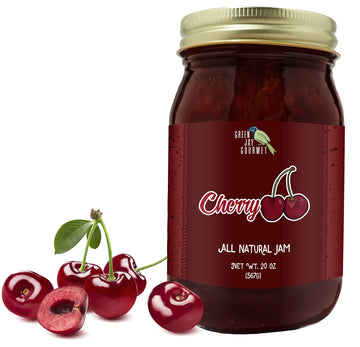 Green Jay Gourmet Cherry Jam - All-Natural Fruit Jam With Cherries & Lemon Juice - Vegan, Gluten-Free Jam - Contains No Preserva
