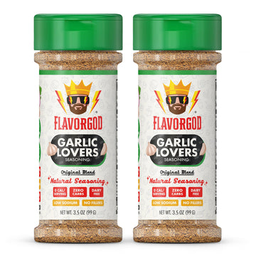 Flavor God Garlic Lovers Seasoning Mix - Natural Spice Blend for Grilling, Vegan, Gluten & Dairy Free, Large (Pack of 2)