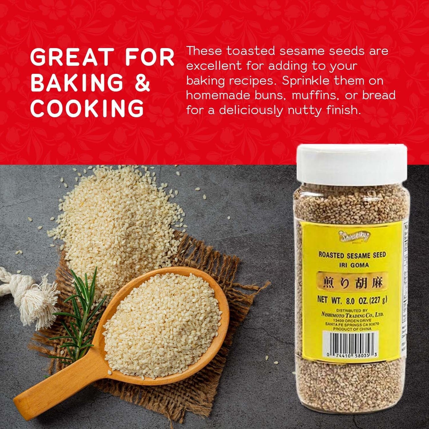 Shirakiku Roasted Sesame Seeds (IRI GOMA) | Perfect for Salad, Sushi, and Noodles Topping | Toasted Sesame Seeds with an Enticin
