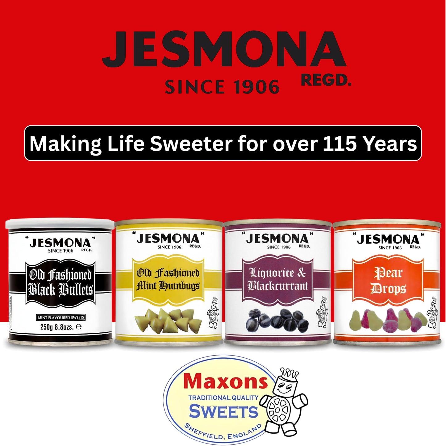 Jesmona Licorice & Blackcurrant Candy | British Hard Boiled Sweets Tin | Traditional Candy From England | Imported From Uk | Classic Gift For Scottish Food Lovers | 8.82 Oz (250G)