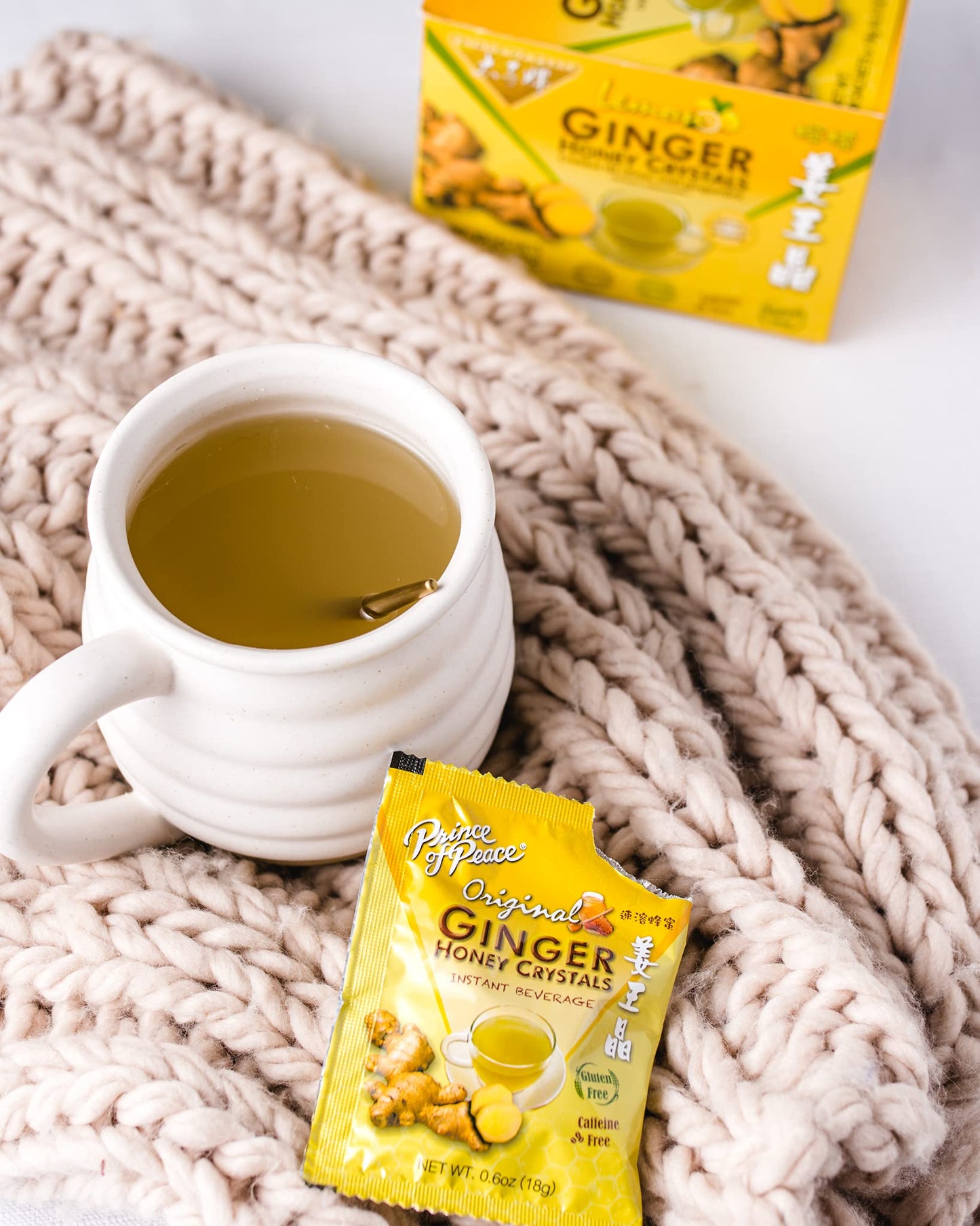 Prince Of Peace Instant Lemon Ginger Honey Crystals, 2 Pack Of 30 Sachets - Instant Hot Or Cold Beverage - Easy To Brew Ginger A