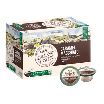 New England Coffee Caramel Macchiato Medium Roast Single Serve Pods, 12Ct Box (Pack Of 1)