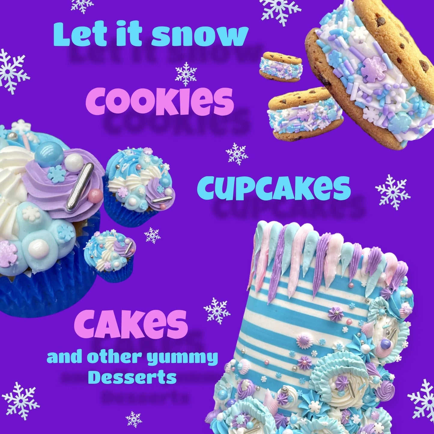 Manvscakes Sprinkles Mix - Blue Confetti & Metallic Snowflake Sprinkles, 4 Ounce, Pink Purple Blue