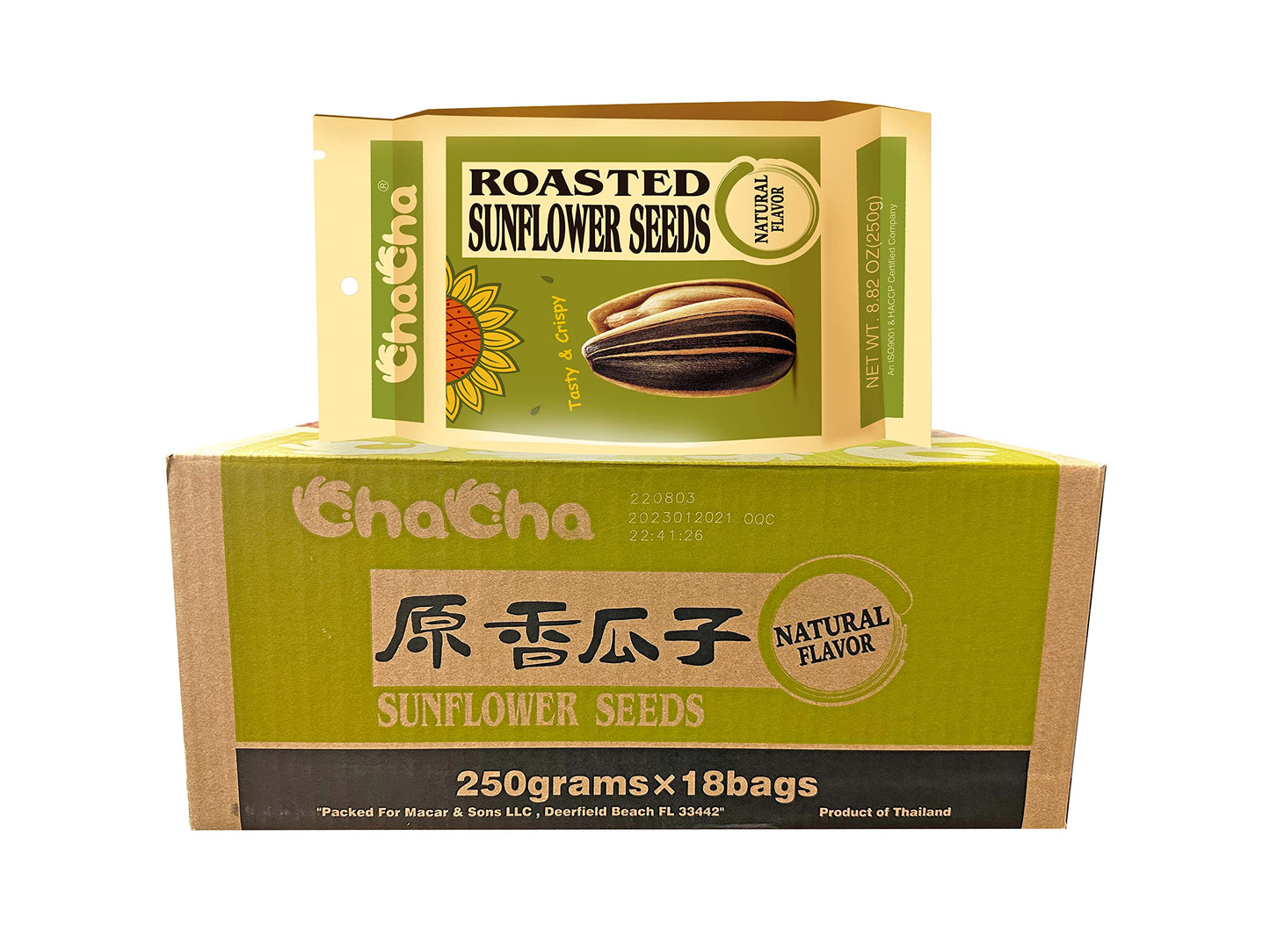 Chacha Sunflower Roasted And Salted Seeds (All Nature) 250G X 18Bags
