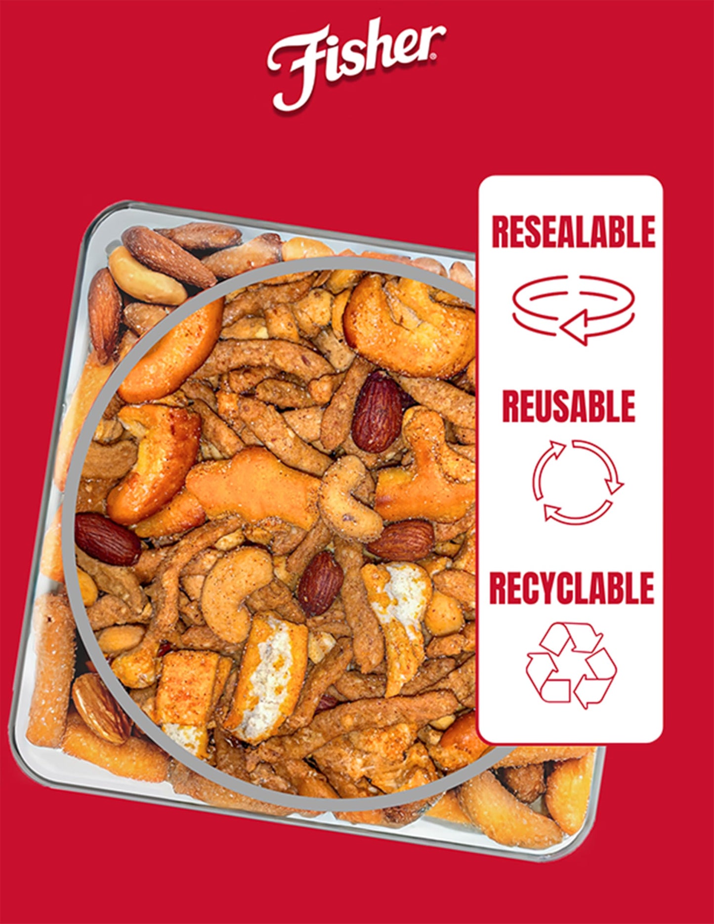 Fisher Spicy Buffalo Bulk Trail Mix, 31 Oz Jar; Buffalo Seasoned Sesame Sticks, Peanuts & Pretzels With Smoked Seasoned Almonds & Ranch Flavored Cashews; Hot Spicy Snack Mix, Snacks For Mature-Themeds