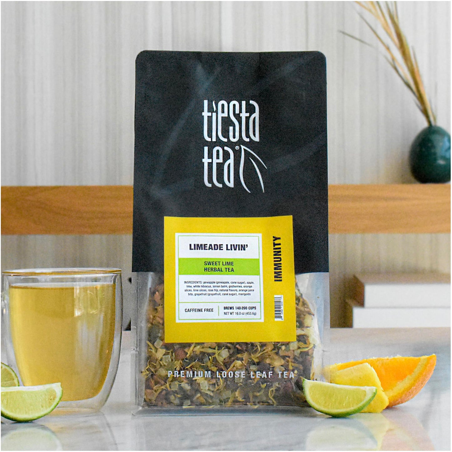 Tiesta Tea Loose Leaf Sweet Lime Herbal Tea - Non-Caffeinated, Bulk Bag for 200 Cups, Model 34141