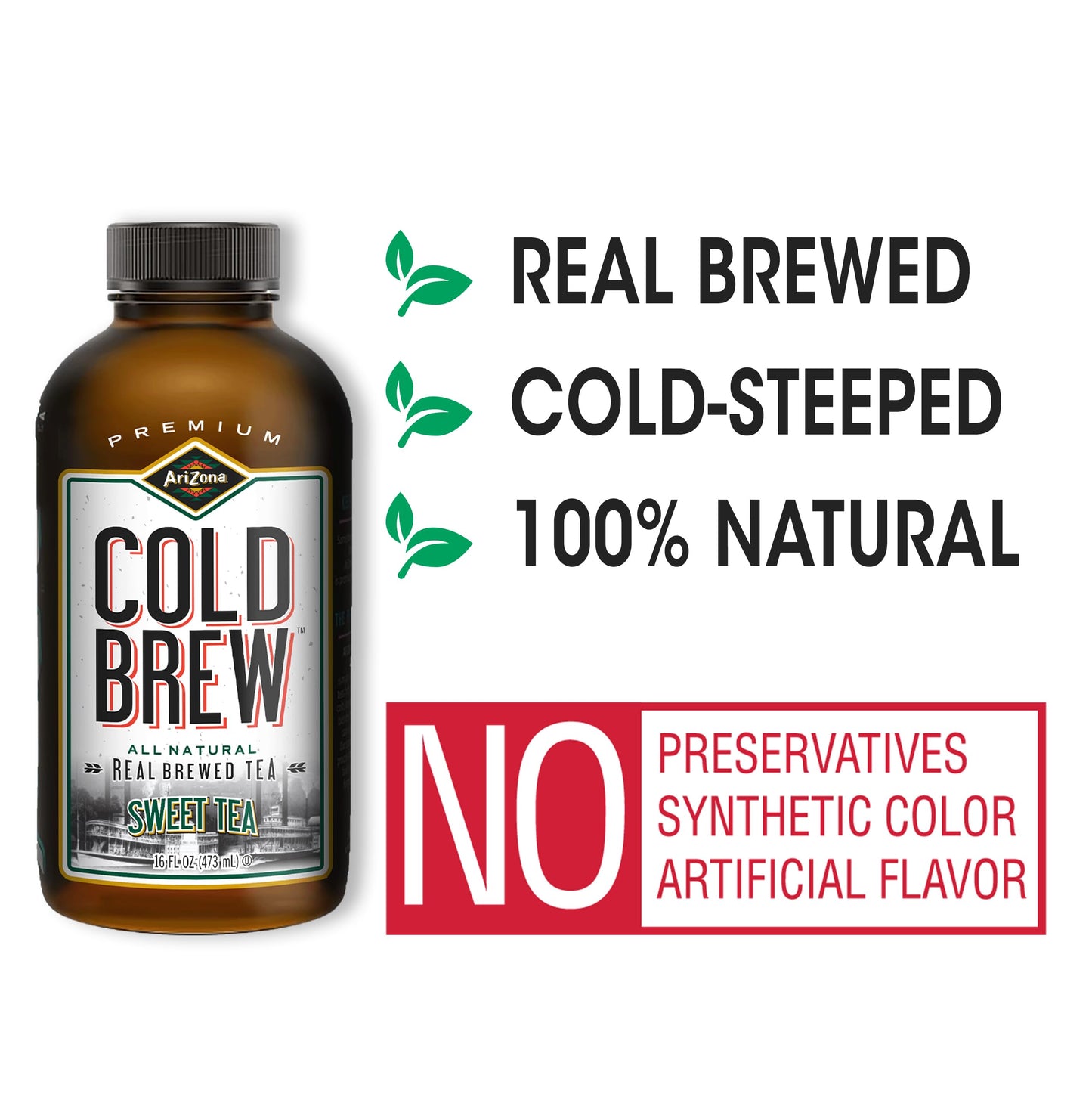 Arizona Cold Brew Sweet Tea - Premium Cold Brew Iced Tea With Cane Sugar (Pack Of 12)