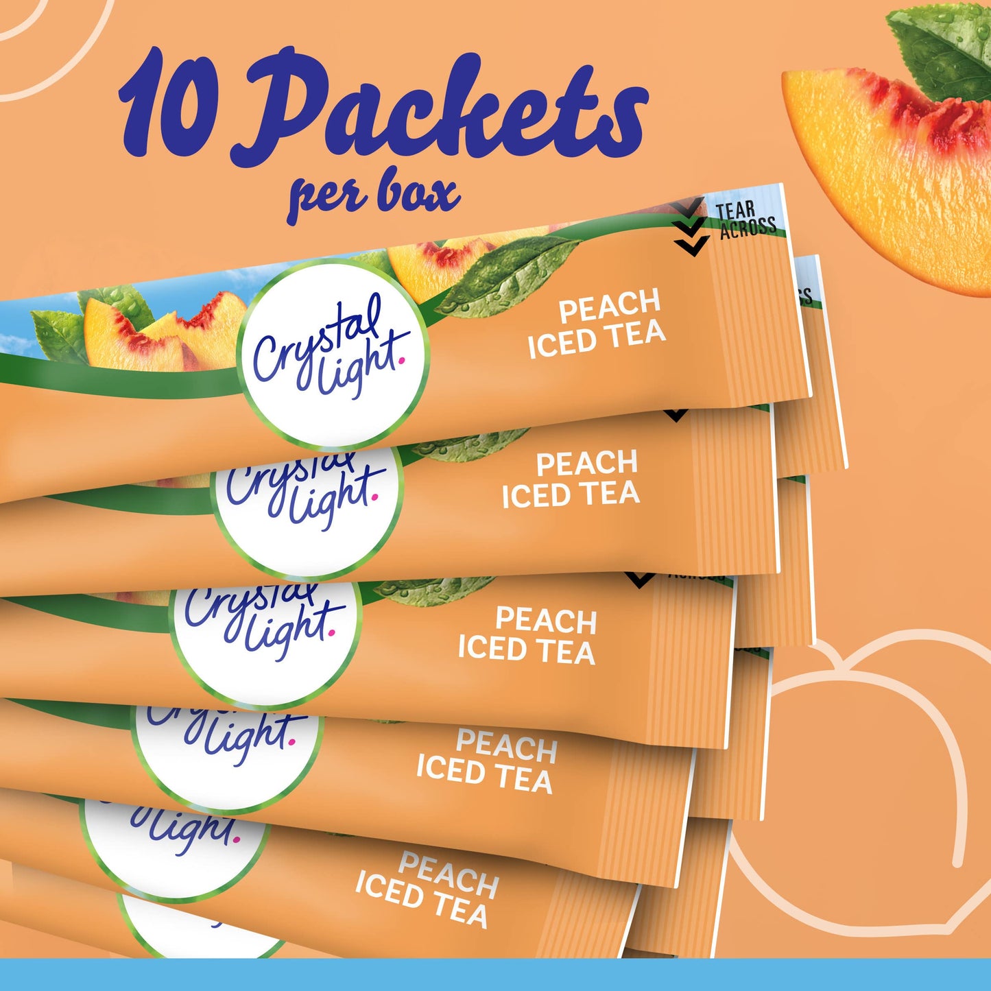 Crystal Light Peach Iced Tea Artificially Flavored Powdered Drink Mix, 120 Ct Pack, 12 Boxes Of 10 On-The-Go-Packets