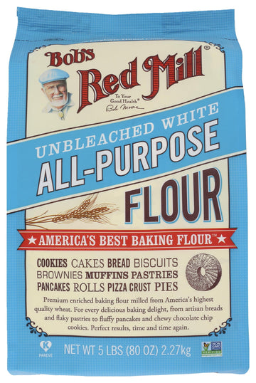 Bob's Red Mill Unbleached White All-Purpose Flour, 5 LB (Pack Of 4)