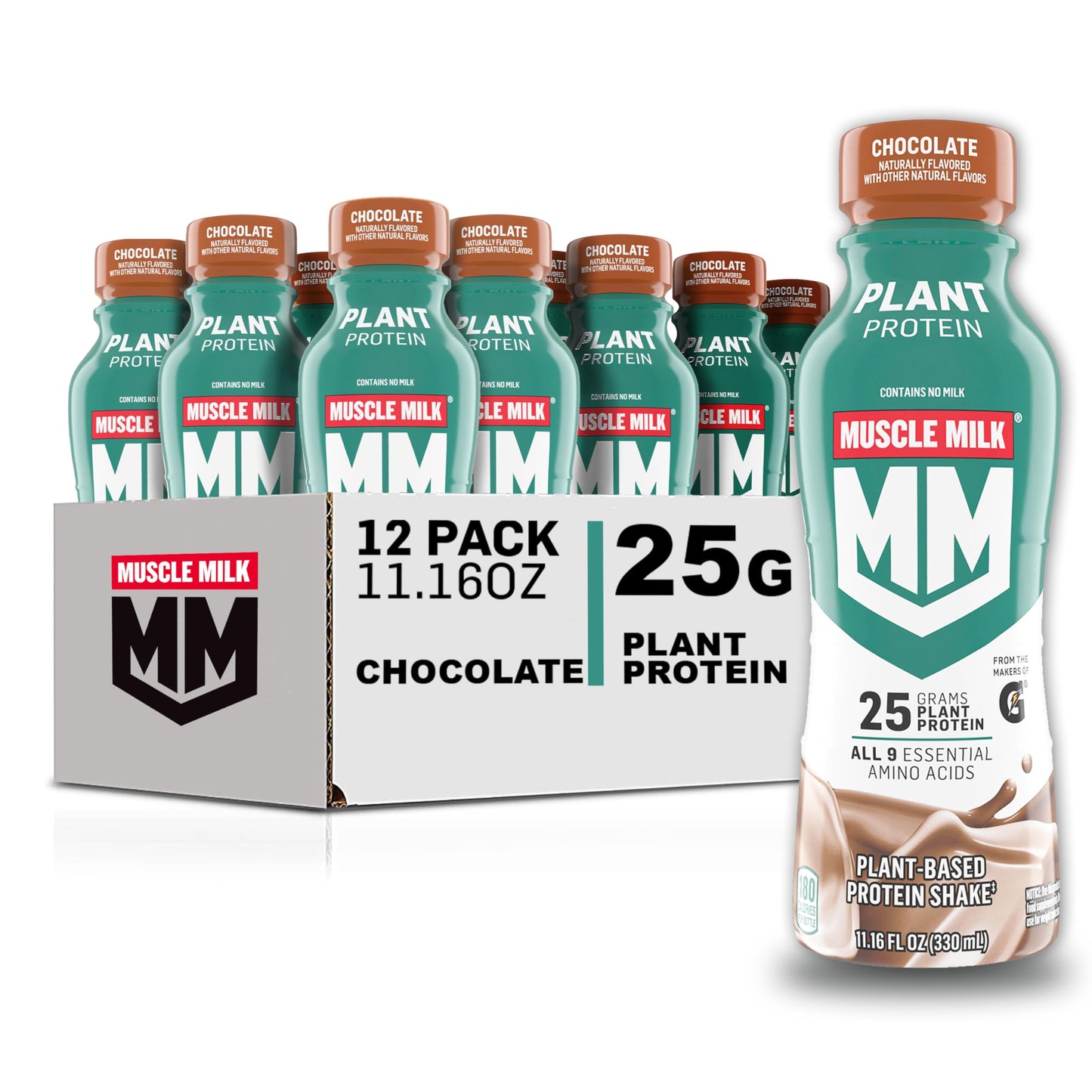 Muscle Milk Plant Based Protein Shake, Chocolate, 11.16 Fl Oz (Pack of 12)