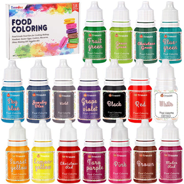 Food Coloring Liquid Set,18 Colors x 10ml Food Grade Food Dye Edible Vibrant Liquid Color for Cake Decorating,Baking,Easter Egg,