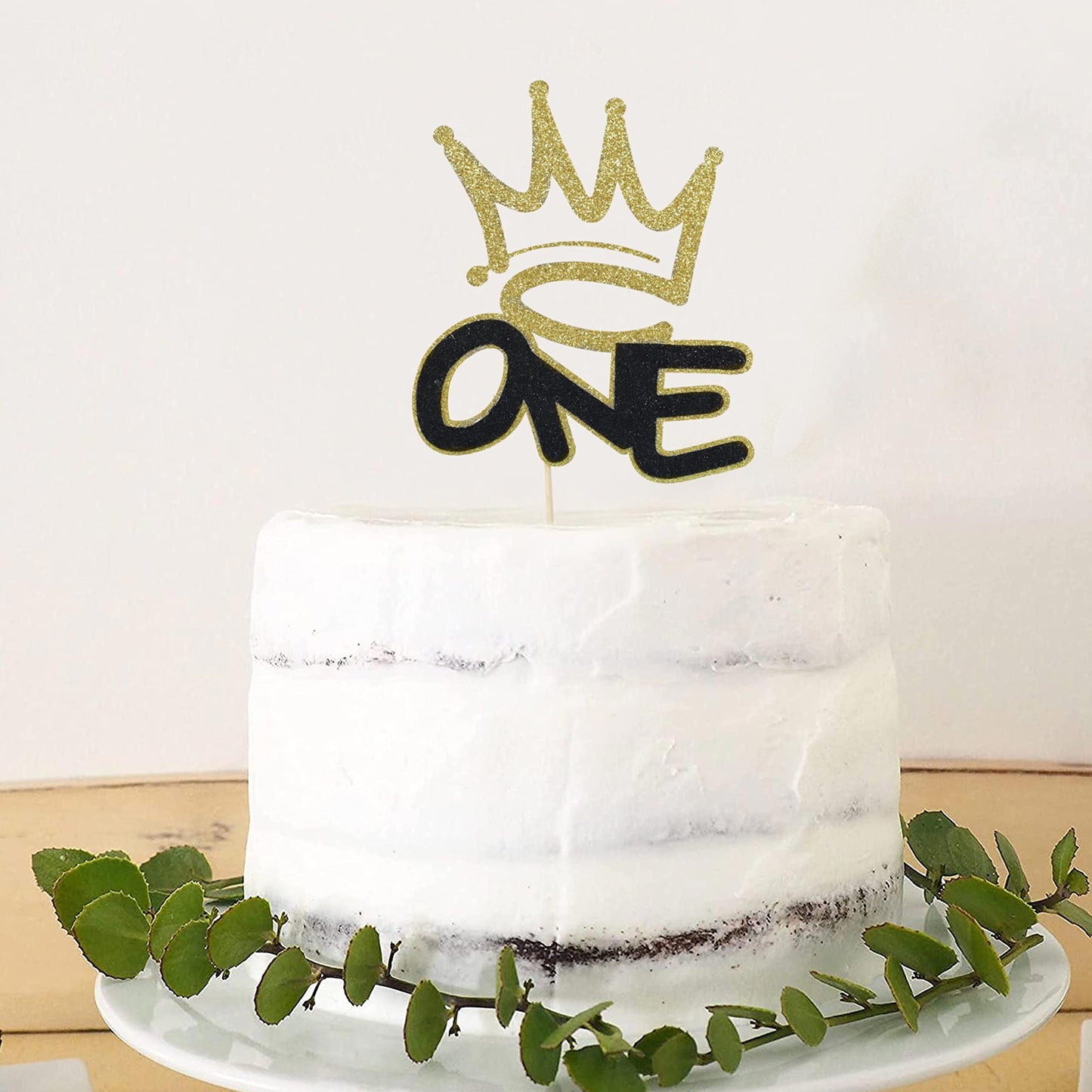 One Birthday Cake Topper - Hip Hop Boys 1St Birthday Decorations, Crown One Cake Topper, Black And Gold First Birthday Decoratio