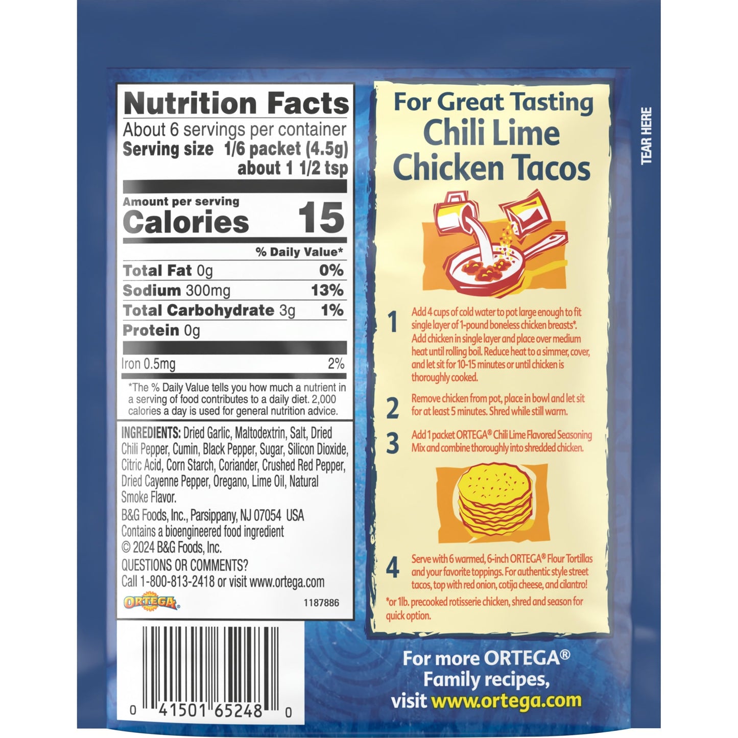 Ortega Street Taco Seasoning Mix, Chili Lime, 1 Ounce (Pack Of 12)