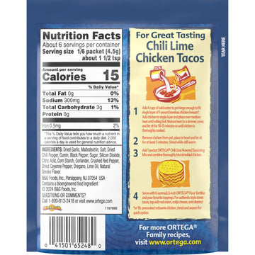 Ortega Street Taco Seasoning Mix, Chili Lime, 1 Ounce