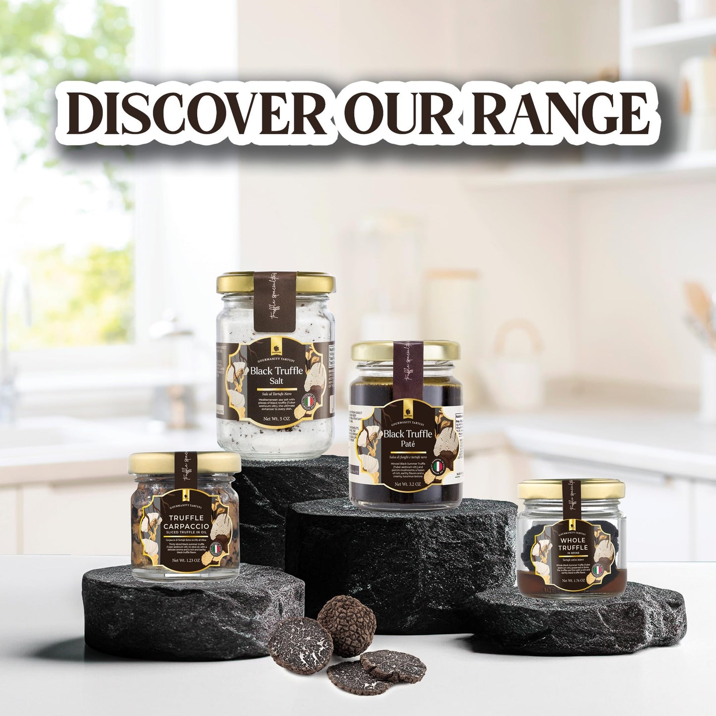Gourmanity Tartufi Whole Black Truffles In Brine, Preserved Black Summer Truffles (Tuber Aestivum Vitt.) From Italy [1.76Oz Jar]