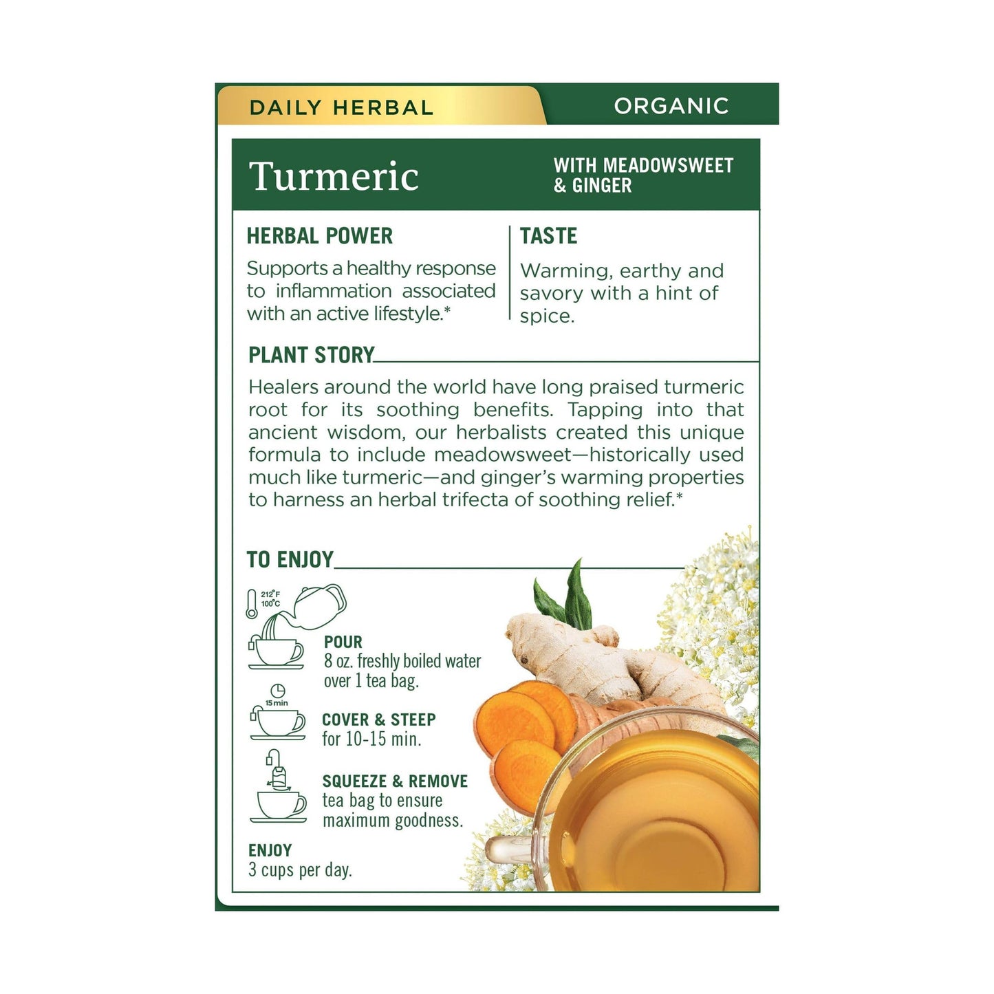 Traditional Medicinals Organic Turmeric w/ Meadowsweet & Ginger Herbal. Tea, 16 Tea Bags